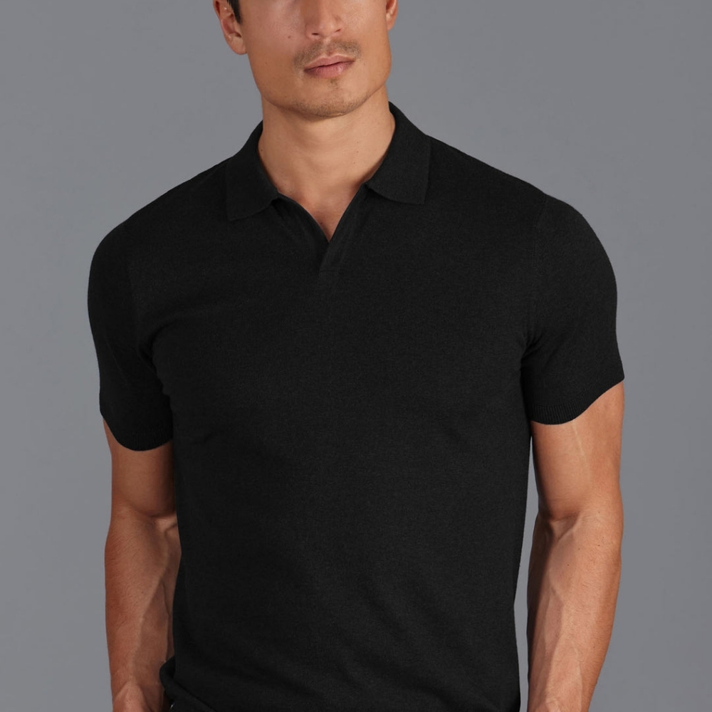 Paul James Knitwear (NWT) MENS ULTRA FINE COTTON BUTTONLESS POLO SHIRT size M
